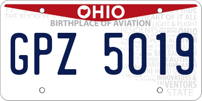 OH license plate GPZ5019