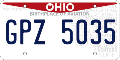 OH license plate GPZ5035