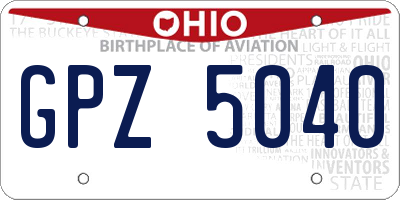 OH license plate GPZ5040