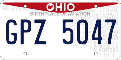 OH license plate GPZ5047