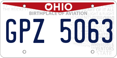 OH license plate GPZ5063