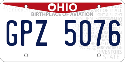 OH license plate GPZ5076
