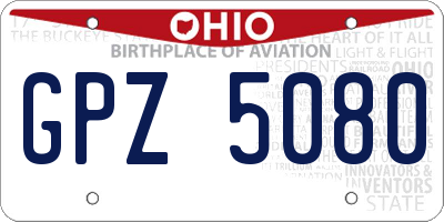 OH license plate GPZ5080