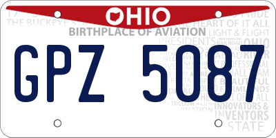 OH license plate GPZ5087