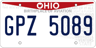 OH license plate GPZ5089