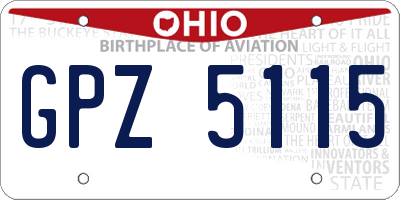OH license plate GPZ5115