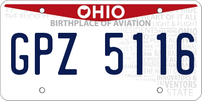 OH license plate GPZ5116