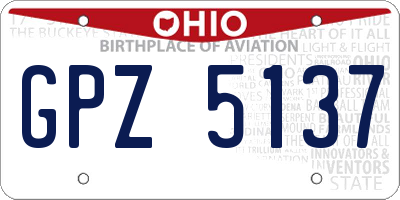OH license plate GPZ5137