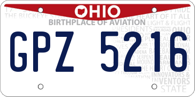 OH license plate GPZ5216