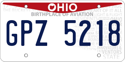OH license plate GPZ5218