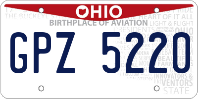OH license plate GPZ5220