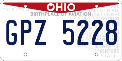 OH license plate GPZ5228