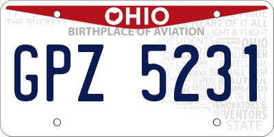 OH license plate GPZ5231