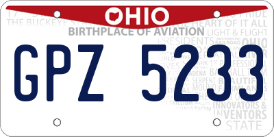 OH license plate GPZ5233