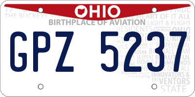 OH license plate GPZ5237