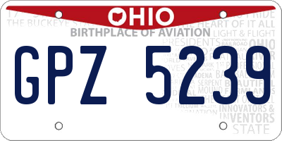 OH license plate GPZ5239