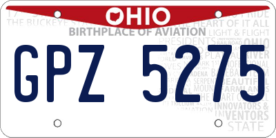 OH license plate GPZ5275