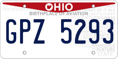 OH license plate GPZ5293