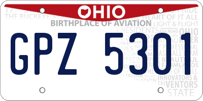 OH license plate GPZ5301