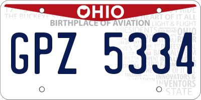 OH license plate GPZ5334