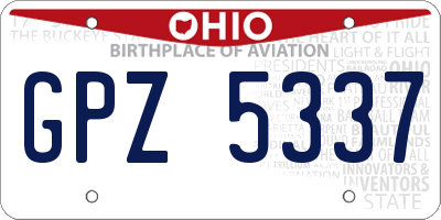 OH license plate GPZ5337