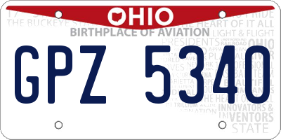 OH license plate GPZ5340