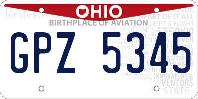 OH license plate GPZ5345