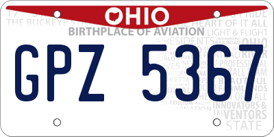 OH license plate GPZ5367