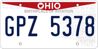 OH license plate GPZ5378
