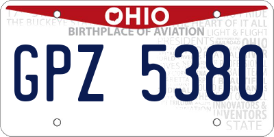 OH license plate GPZ5380