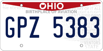 OH license plate GPZ5383