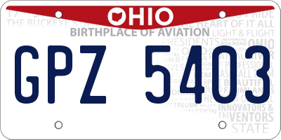 OH license plate GPZ5403