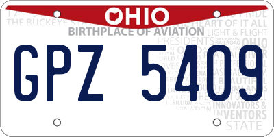 OH license plate GPZ5409