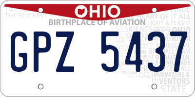 OH license plate GPZ5437