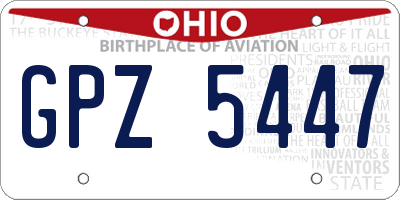 OH license plate GPZ5447