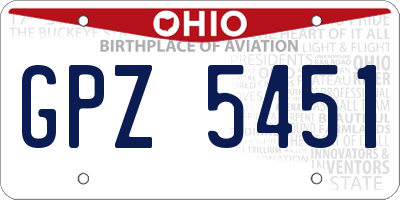 OH license plate GPZ5451