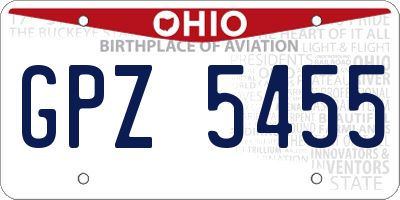 OH license plate GPZ5455