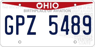OH license plate GPZ5489