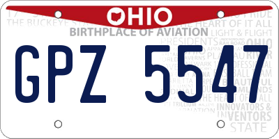 OH license plate GPZ5547
