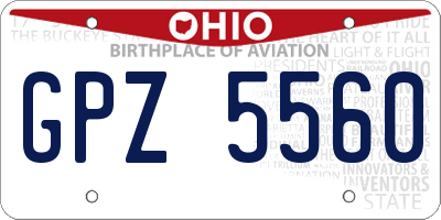 OH license plate GPZ5560