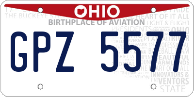 OH license plate GPZ5577