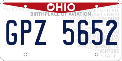 OH license plate GPZ5652