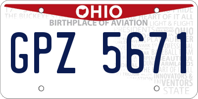 OH license plate GPZ5671