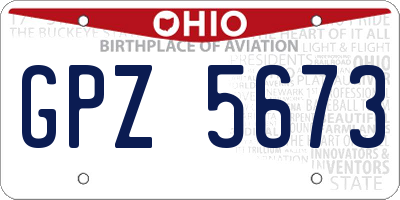 OH license plate GPZ5673