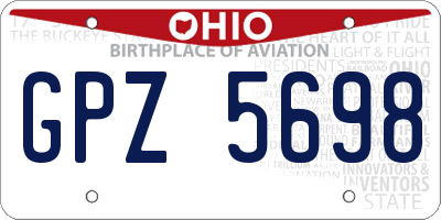 OH license plate GPZ5698