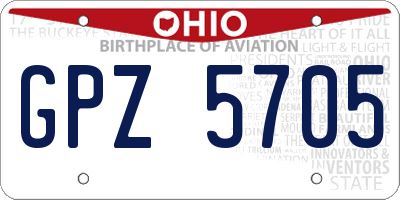 OH license plate GPZ5705