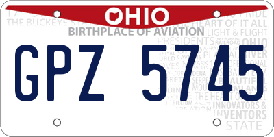 OH license plate GPZ5745