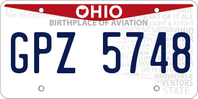 OH license plate GPZ5748