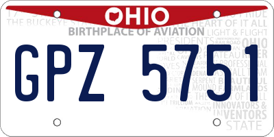 OH license plate GPZ5751