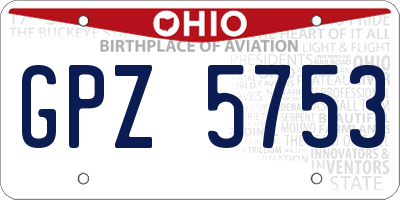 OH license plate GPZ5753
